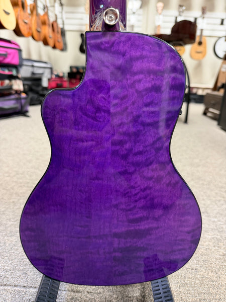 LANIKAI QM-PUCEC Quilted Maple Electric Concert Ukulele w/Case - Transparent Purple