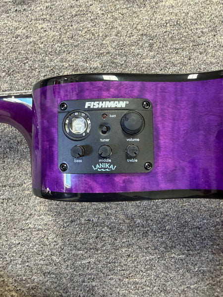 LANIKAI QM-PUCEC Quilted Maple Electric Concert Ukulele w/Case - Transparent Purple