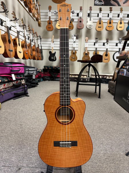LANIKAI FM-CEB Flamed Maple Baritone Electric Ukulele w/Case - Cutaway/Fishman Pickup