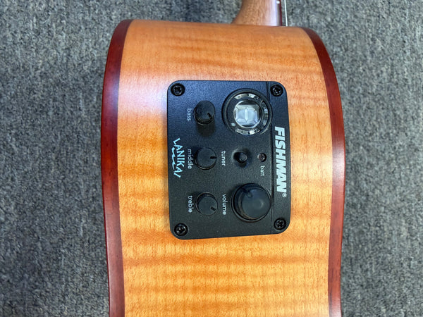 LANIKAI FM-CEB Flamed Maple Baritone Electric Ukulele w/Case - Cutaway/Fishman Pickup
