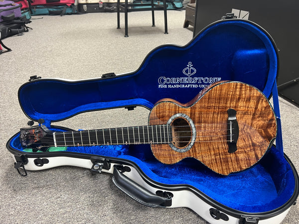 Cornerstone Custom Solid Koa Tenor Ukulele w/Case  #131 Triple Top
