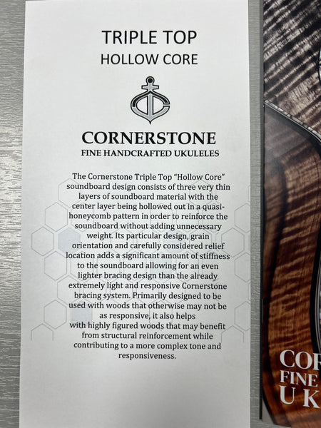 Cornerstone Custom Solid Koa Tenor Ukulele w/Case  #131 Triple Top