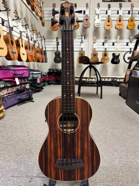 KALA EBY-FL Striped Ebony Fretless Acoustic-Electric U-Bass w/Case - UBASS