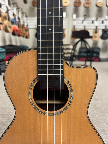 KALA KA-SCAC-T-CE Solid Cedar Top Acacia Tenor Electric Cutaway Ukulele