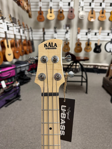 KALA SB-F-BKB Floral Black Burst Solid Body Electric U-Bass Ukulele w/Case