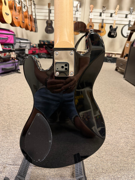 KALA SB-F-BKB Floral Black Burst Solid Body Electric U-Bass Ukulele w/Case