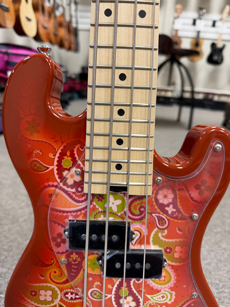 KALA SB-P-ORB Paisley Orange Burst Solid Body Electric U-Bass Ukulele w/Case