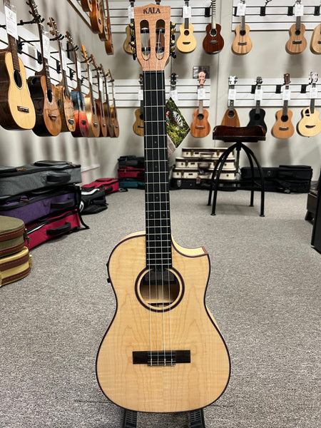 KALA KA-ASFM-B-CE Solid Flamed Maple Baritone Electric Ukulele w/Case