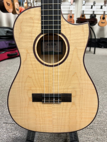 KALA KA-ASFM-B-CE Solid Flamed Maple Baritone Electric Ukulele w/Case