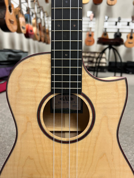 KALA KA-ASFM-B-CE Solid Flamed Maple Baritone Electric Ukulele w/Case