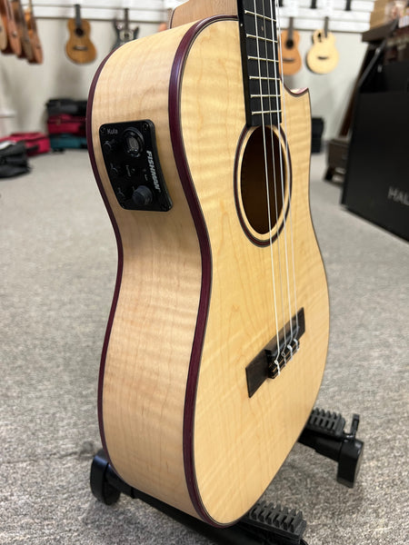 KALA KA-ASFM-B-CE Solid Flamed Maple Baritone Electric Ukulele w/Case