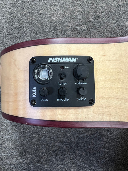 KALA KA-ASFM-B-CE Solid Flamed Maple Baritone Electric Ukulele w/Case
