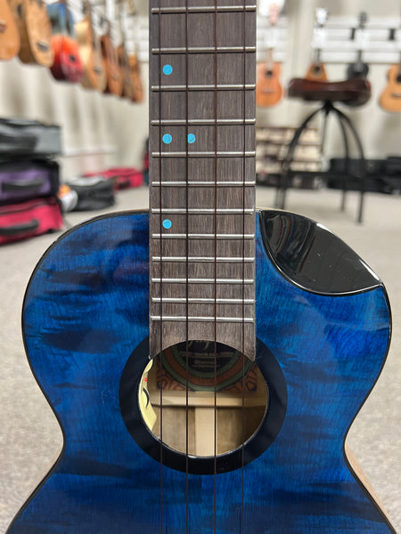 Flight Comet Blue Tenor Electric Ukulele w/Case - Solid Flamed Maple/Solid Mango