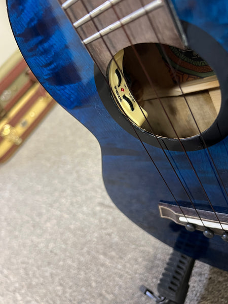 Flight Comet Blue Tenor Electric Ukulele w/Case - Solid Flamed Maple/Solid Mango