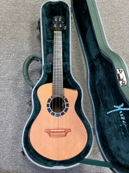 Hozen Green Label Custom Tenor Ukulele w/Case - Solid Red Cedar/Indian Rosewood