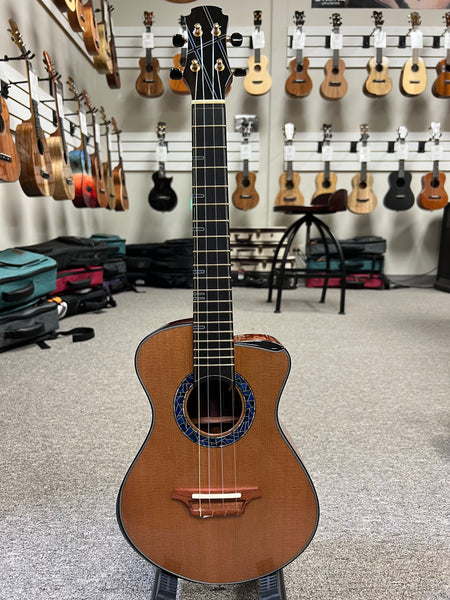 Hozen Green Label Custom Tenor Ukulele w/Case - Solid Aged Red Cedar/Cocobolo