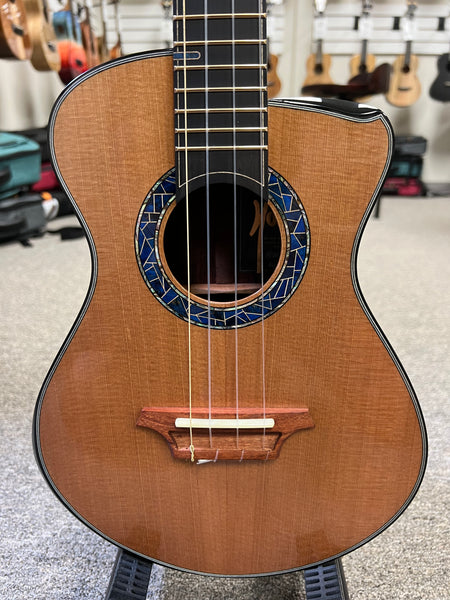 Hozen Green Label Custom Tenor Ukulele w/Case - Solid Aged Red Cedar/Cocobolo