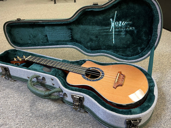 Hozen Green Label Custom Tenor Ukulele w/Case - Solid Aged Red Cedar/Cocobolo