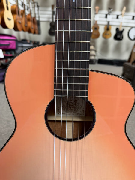 aNueNue Nino N520SP Solid Spruce/Mahogany 6 String Baritone Ukulele/Mini Guitar w/Case - Summer Pink