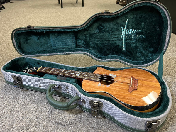 Hozen Green Label Solid Pacific Koa Custom Tenor Ukulele w/Case