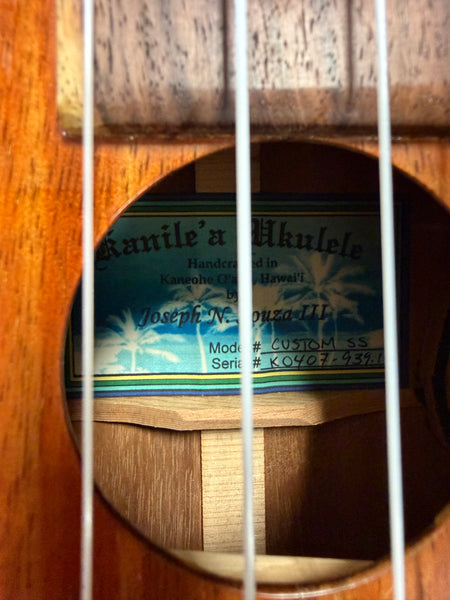 Kanile'a Custom SS Solid Koa Super Soprano Ukulele w/Case - Pre Loved - Made in Hawaii !!