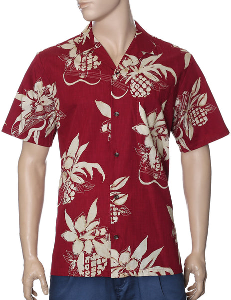 Men's Hawaiian Shirt - Ukulele and Pineapples