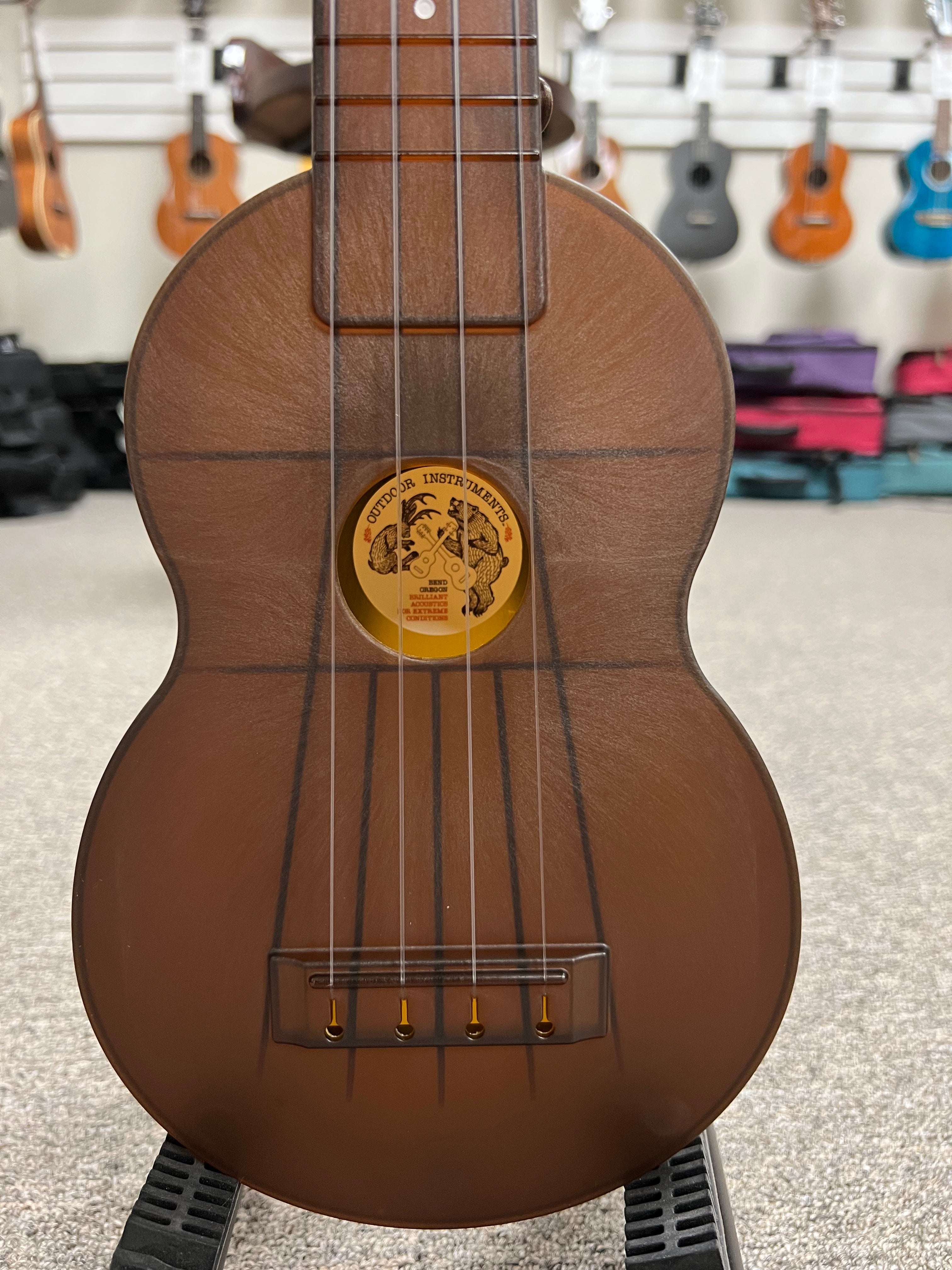 OUTDOOR Ukulele Soprano Brown Nickel Travel Uke Aloha City Ukes