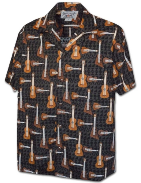 Men's Hawaiian Shirt - Ukuleles on Pattern Background