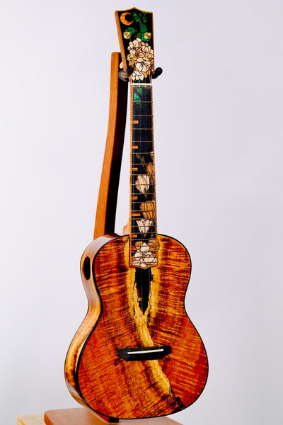 Coast Ukulele Custom Solid Koa Tenor Ukulele w/Case #107 - Live Edge Soundhole