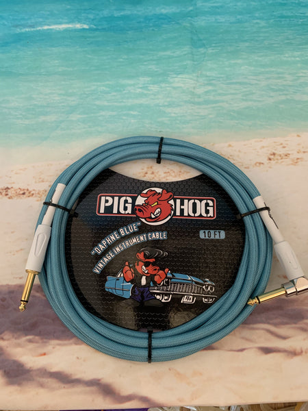 10ft. Instrument Cable by Pig Hog - Daphne Blue - Aloha City Ukes