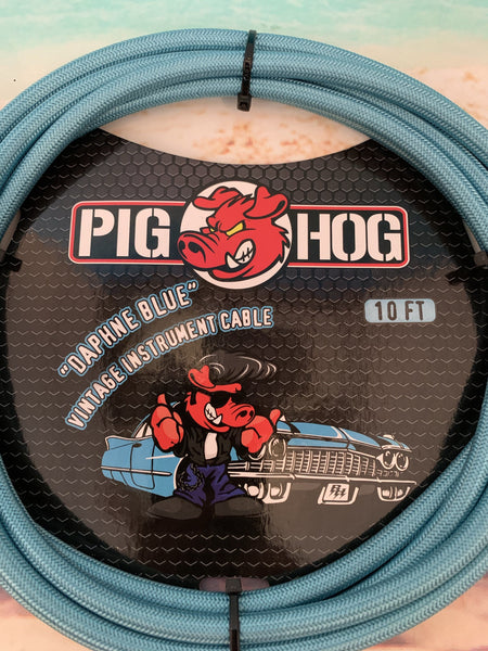 10ft. Instrument Cable by Pig Hog - Daphne Blue - Aloha City Ukes