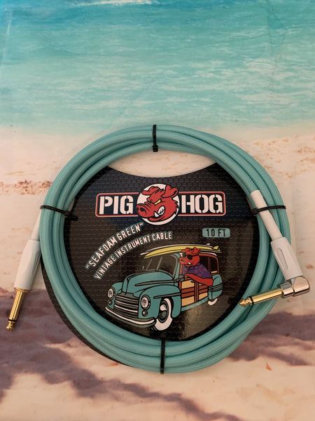 10ft. Instrument Cable by Pig Hog - Seafoam Green - Aloha City Ukes
