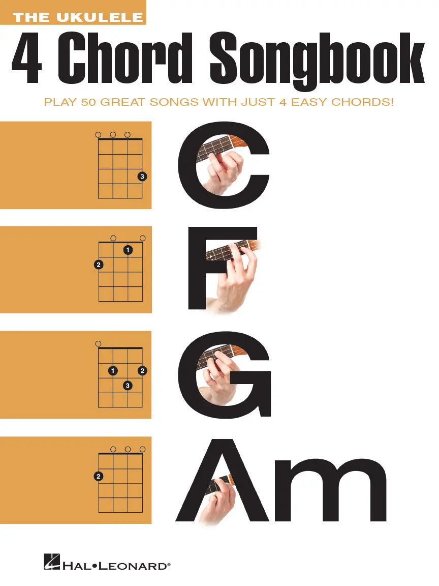 4 Chord Ukulele Songbook - Easy Tablature - 50 Songs with C F G Am