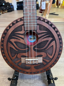 AMAHI Round Concert Ukulele Aztec Design w/Case - Mahogany UKC-LR1 - Aloha City Ukes