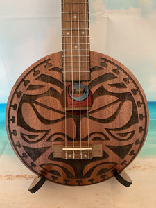 AMAHI Round Concert Ukulele Aztec Design w/Case - Mahogany UKC-LR2 - Aloha City Ukes