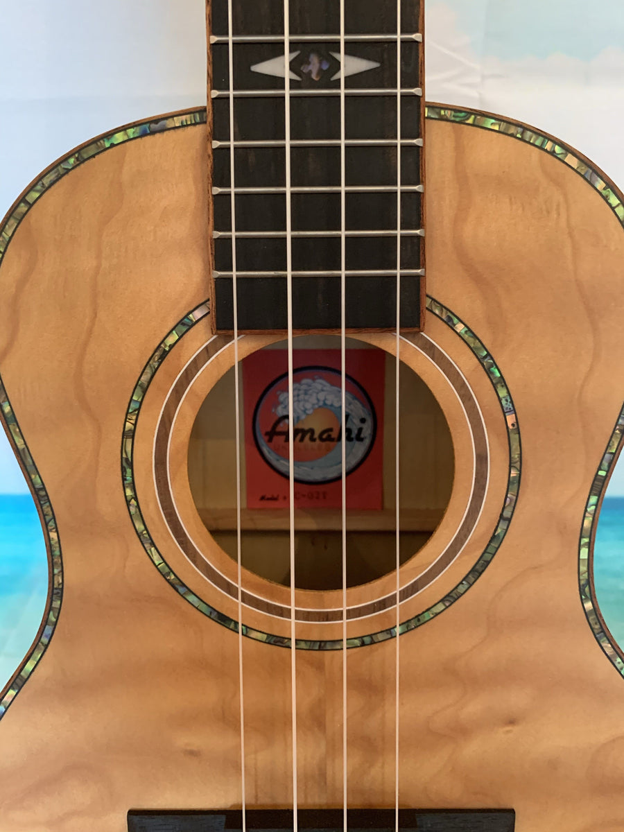 Amahi C02T Tenor Ukulele w/Case Camphor Burl C02T Aloha City Ukes