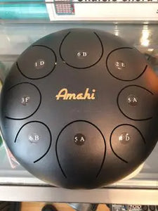 Amahi Steel Tongue Drum - 10" Steel Drum Black - w/Bag and Mallots AMATI
