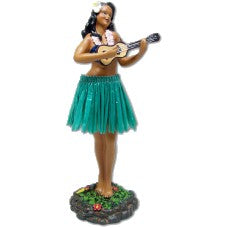 Dashboard Ukulele Hula Doll Green Skirt - Large - Aloha City Ukes