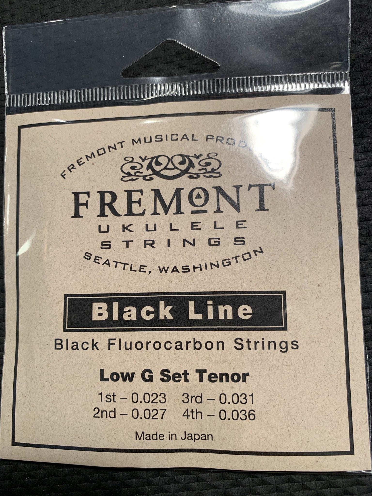 Fremont Tenor Black Line Flurocarbon Ukulele Strings - Low G Set - Bla - Aloha City Ukes