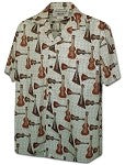 Men's Hawaiian Shirt - Ukuleles on Pattern Background - Aloha City Ukes