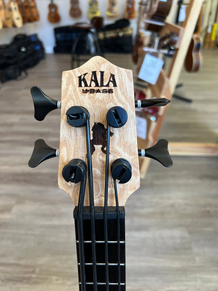 UKULELE KALA Burled Tamo Ash Acoustic-Electric U-Bass w/Case - UBASS- Aloha City Ukes