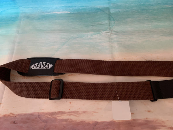 Kala Brown Ukulele Strap - Adjustable - Brown Cotton Fabric - Aloha City Ukes