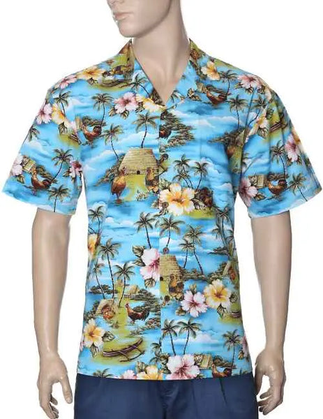 Men's Hawaiian Shirt -Kauai Island Roosters Aloha Shirt - Aloha City Ukes