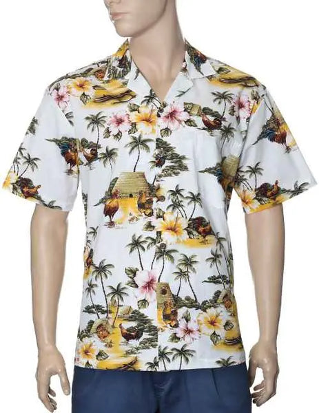 Men's Hawaiian Shirt -Kauai Island Roosters Aloha Shirt - Aloha City Ukes