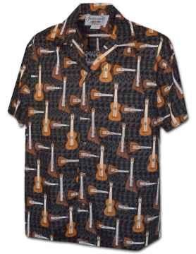 Men's Hawaiian Shirt - Ukuleles on Pattern Background - Aloha City Ukes