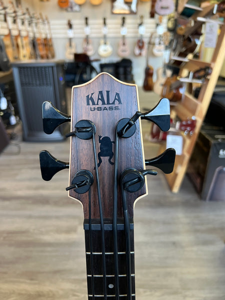 KALA Left Handed Exotic Mahogany U-Bass w/Case - Lefty UBASS - Aloha City Ukes