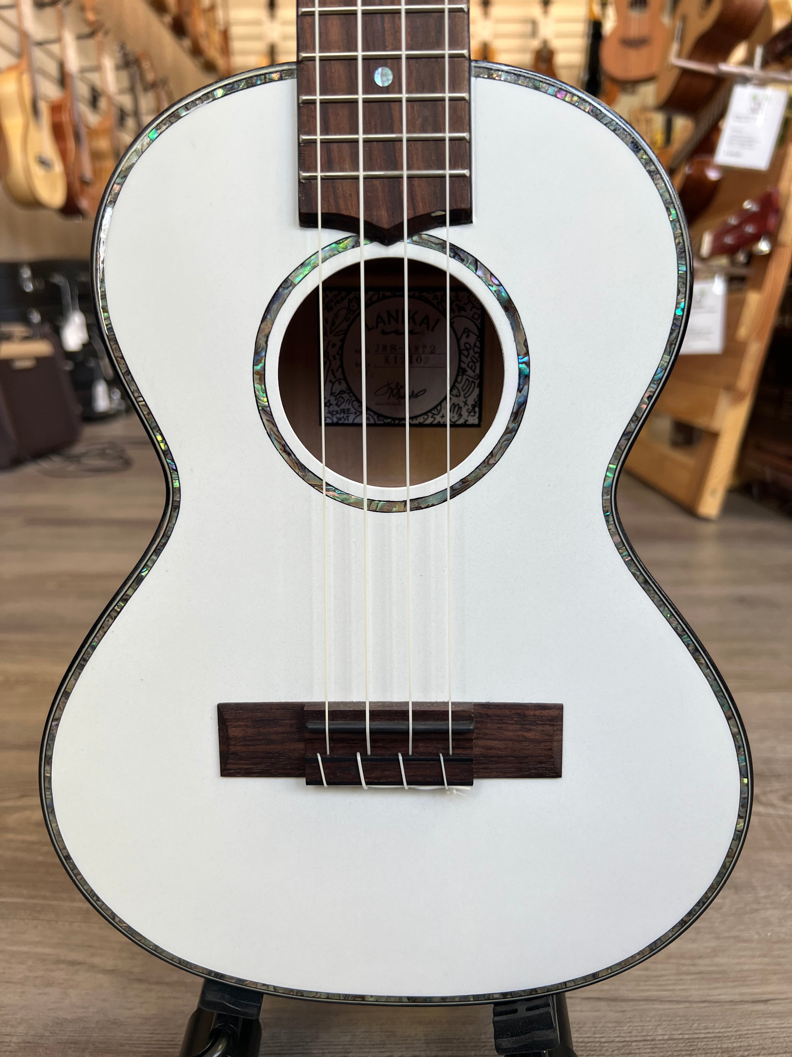 Lanikai JMS-AWT2 Julia Michaels Signature Tenor Ukulele w/Case - White Pearl