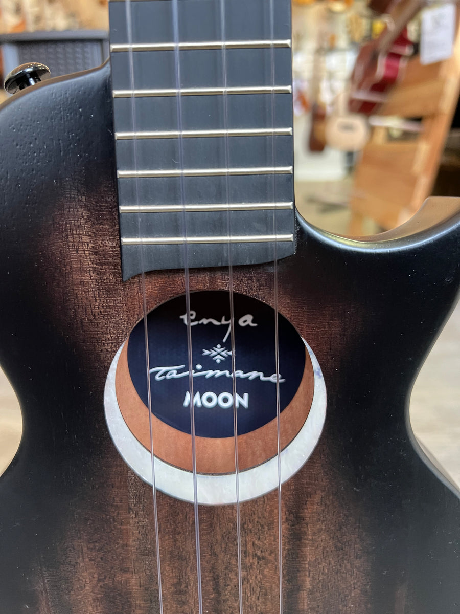 Enya Taimane Signature Moon Tenor Ukulele w/Case Black EUTMoon